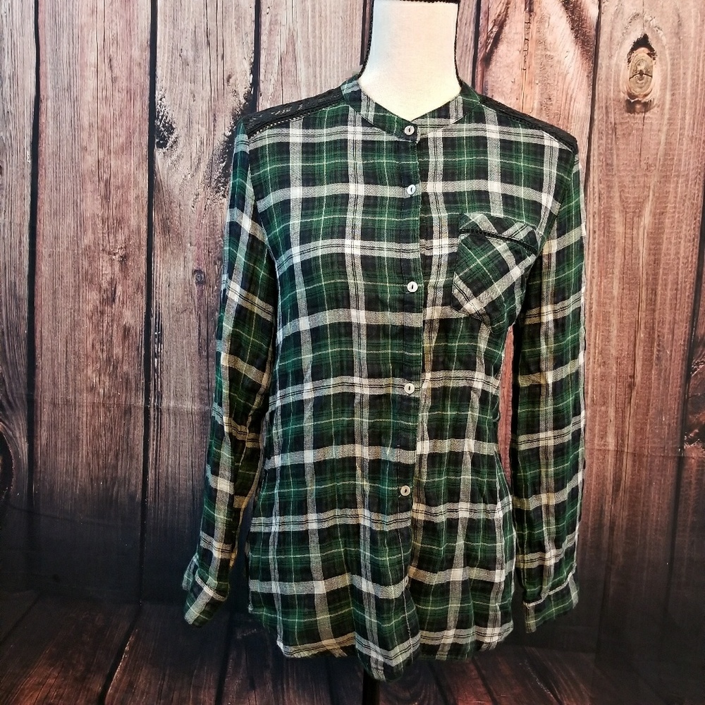 Plaid button down top